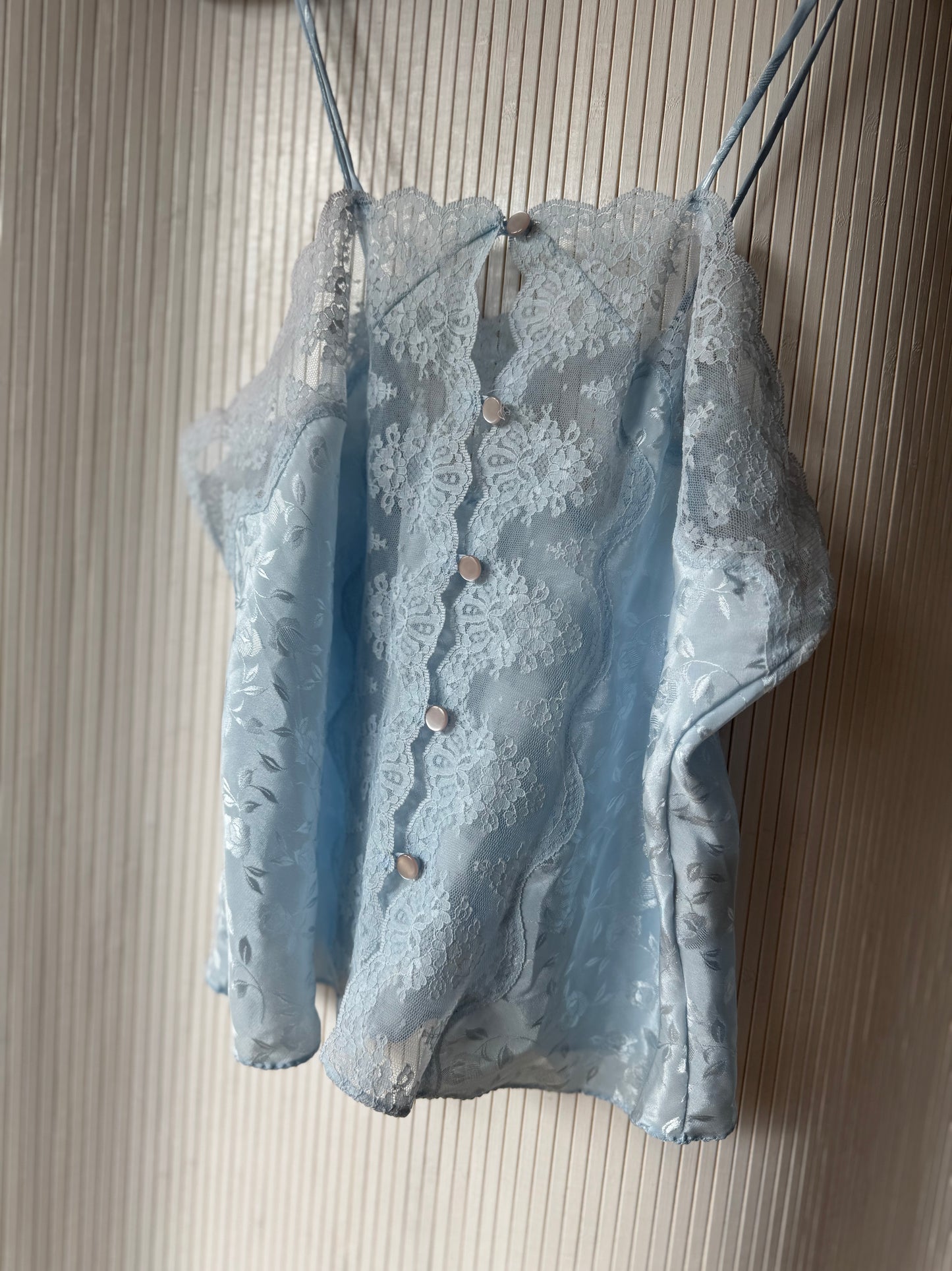 Vintage 1980s Ilise Stevens Baby Blue Lace Tank