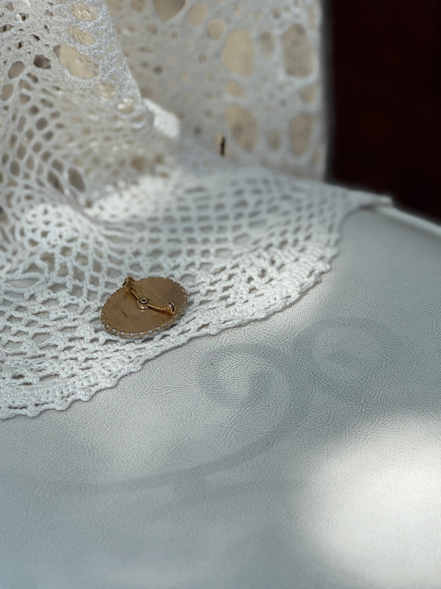 Vintage Porcelain Rose Brooch