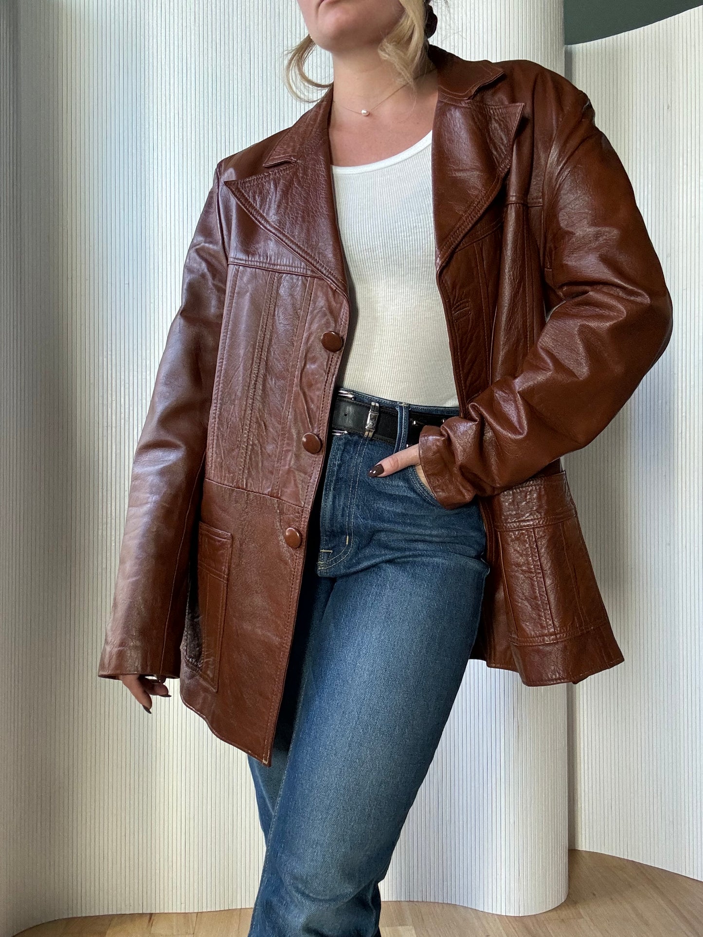 Vintage cognac leather jacket