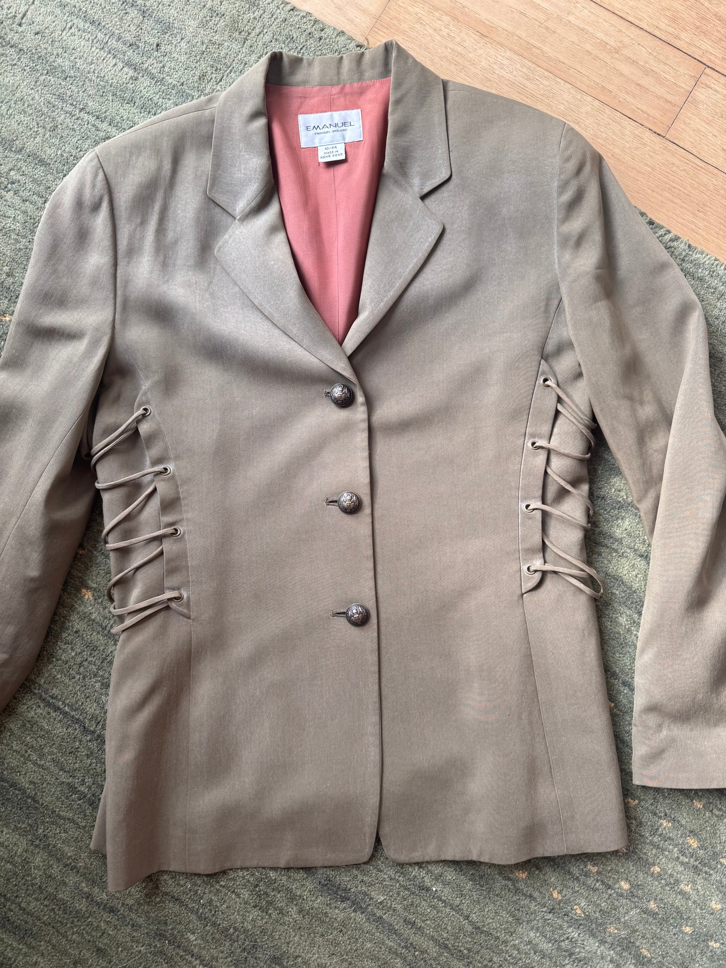 Vintage 1980s Emanuel Ungaro 100% Silk Military Jacket
