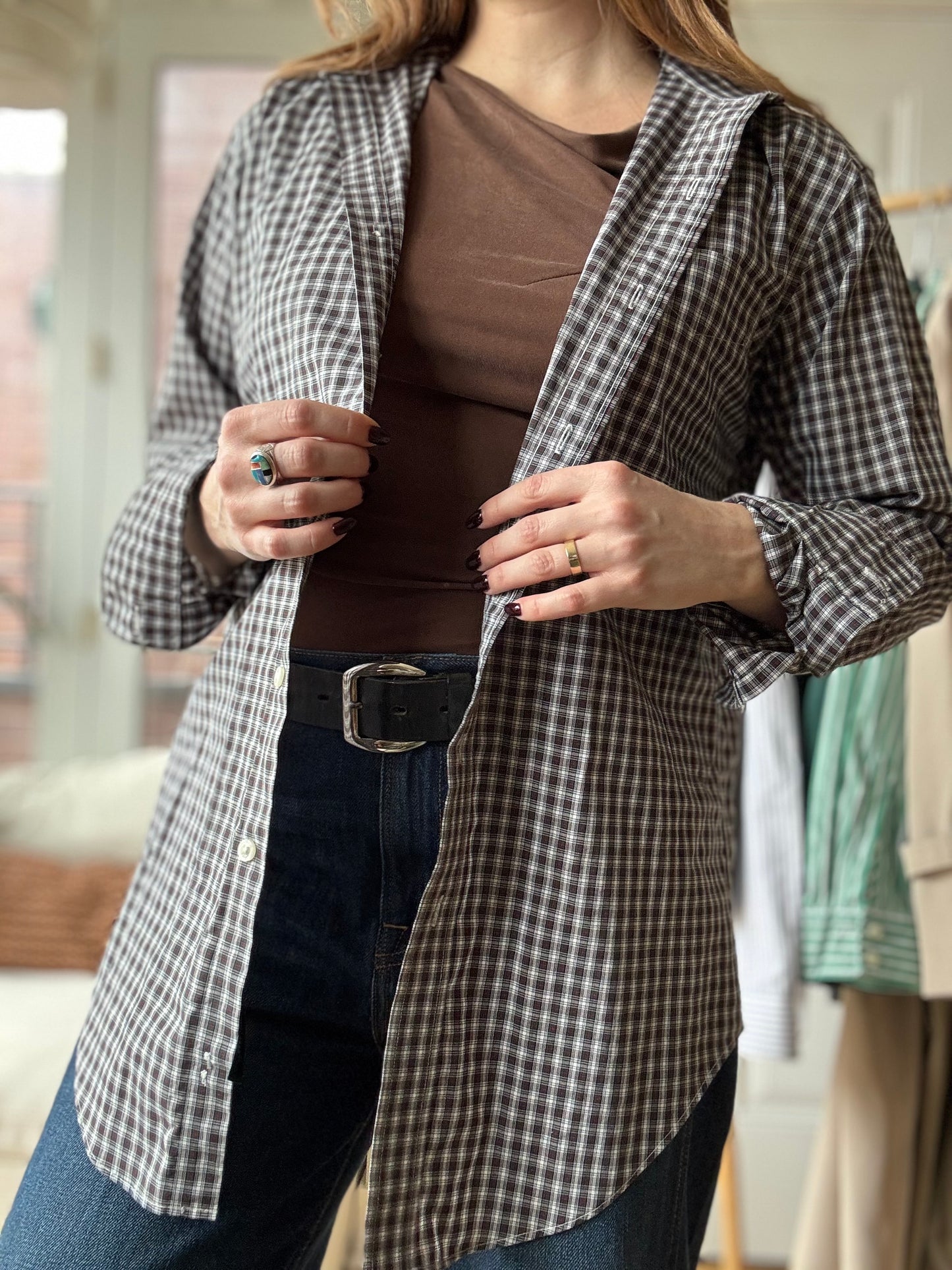 Lauren by Ralph Lauren Forest Green & Red Checkered Button Down