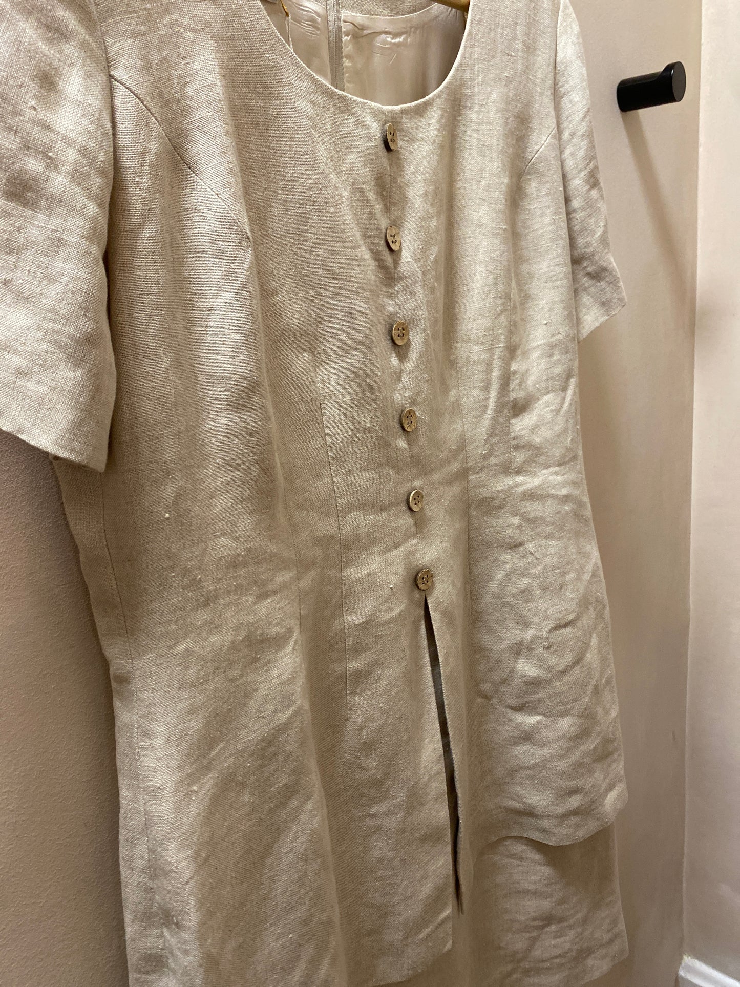 Vintage Beige Buttoned Dress