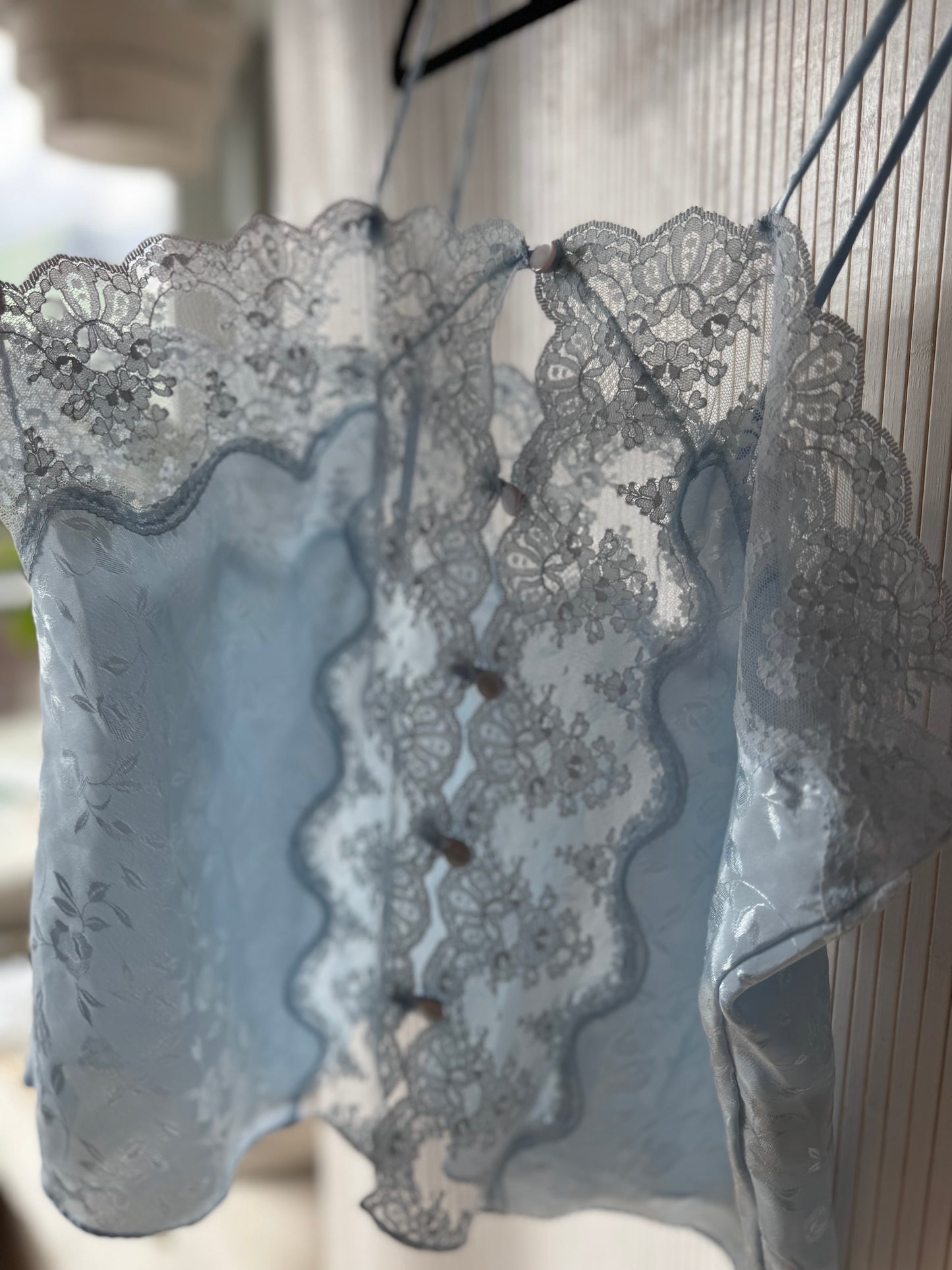 Vintage 1980s Ilise Stevens Baby Blue Lace Tank