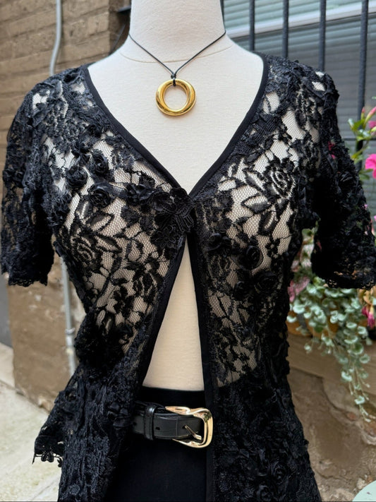 Vintage Black Lace Shirt