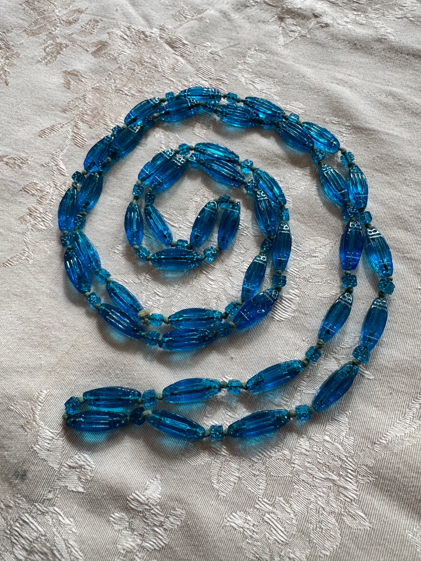 Vintage Electric Blue Glass Beaded Necklace
