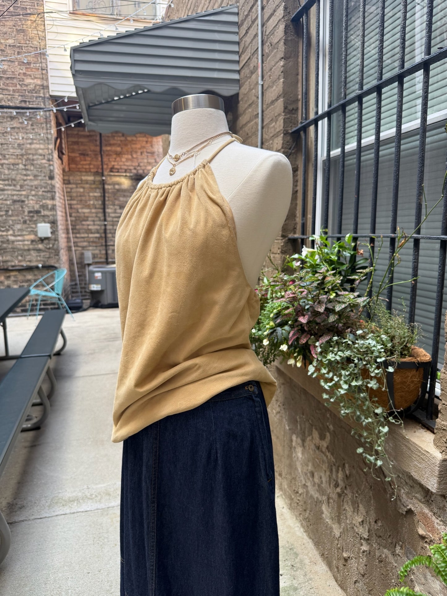 Dana Buchman Suede Backless Shirt