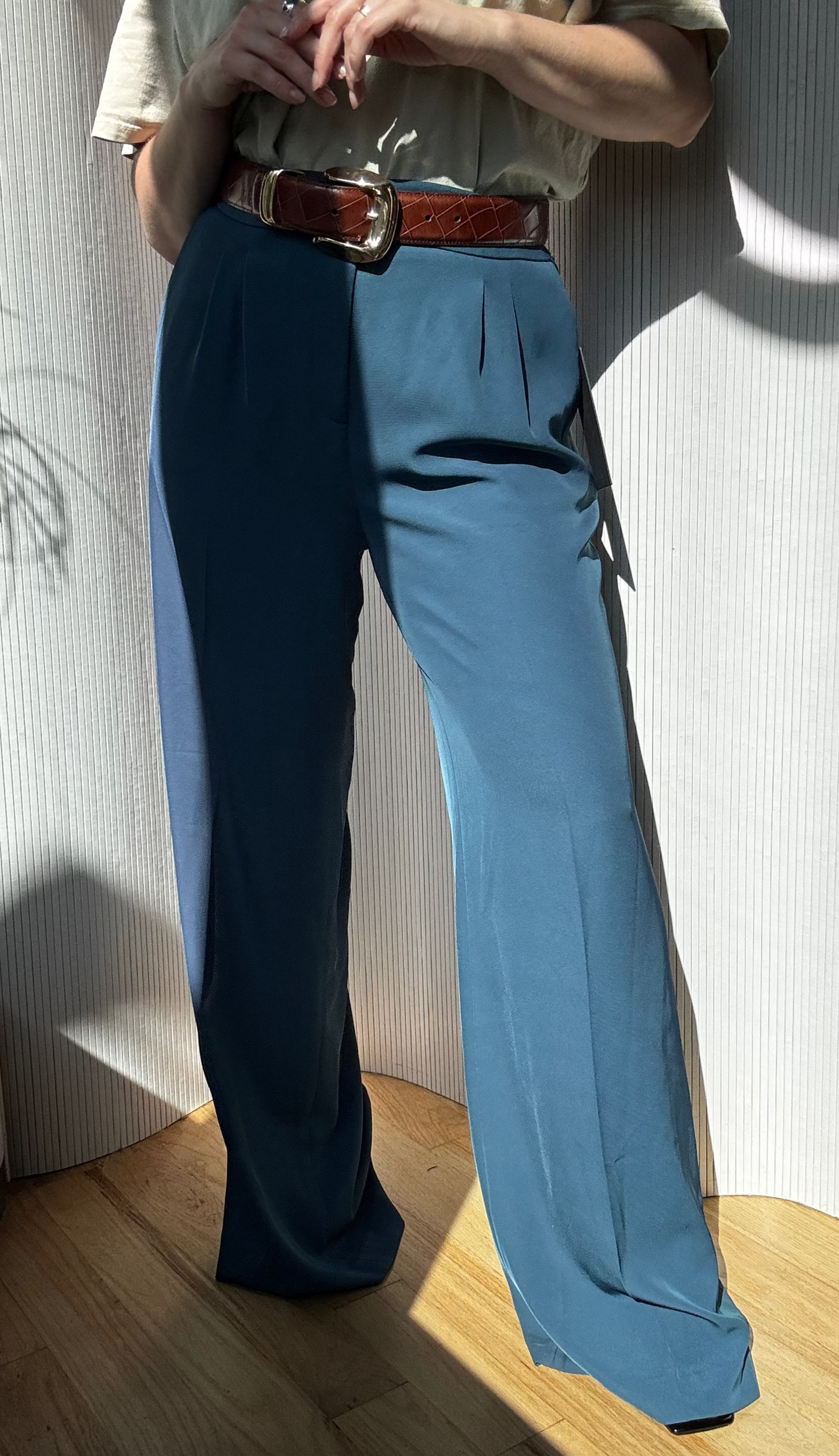 Donna Karen New York Indigo Wide Leg Trousers