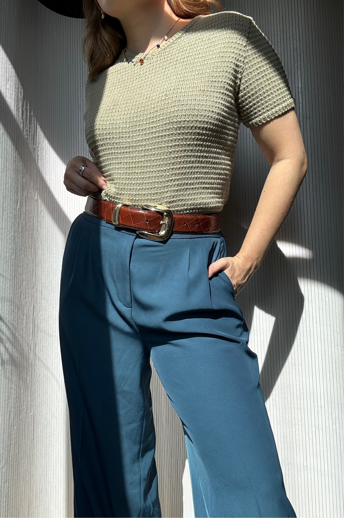 Donna Karen New York Indigo Wide Leg Trousers