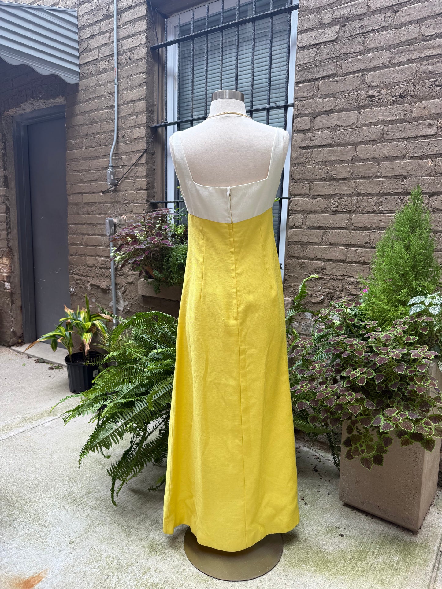 Vintage Yellow & Cream Classic Bow Dress