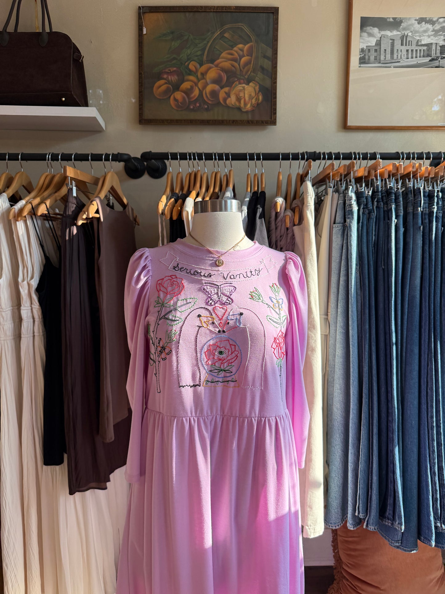 Swan Embroidered Dress By Serious Vanity