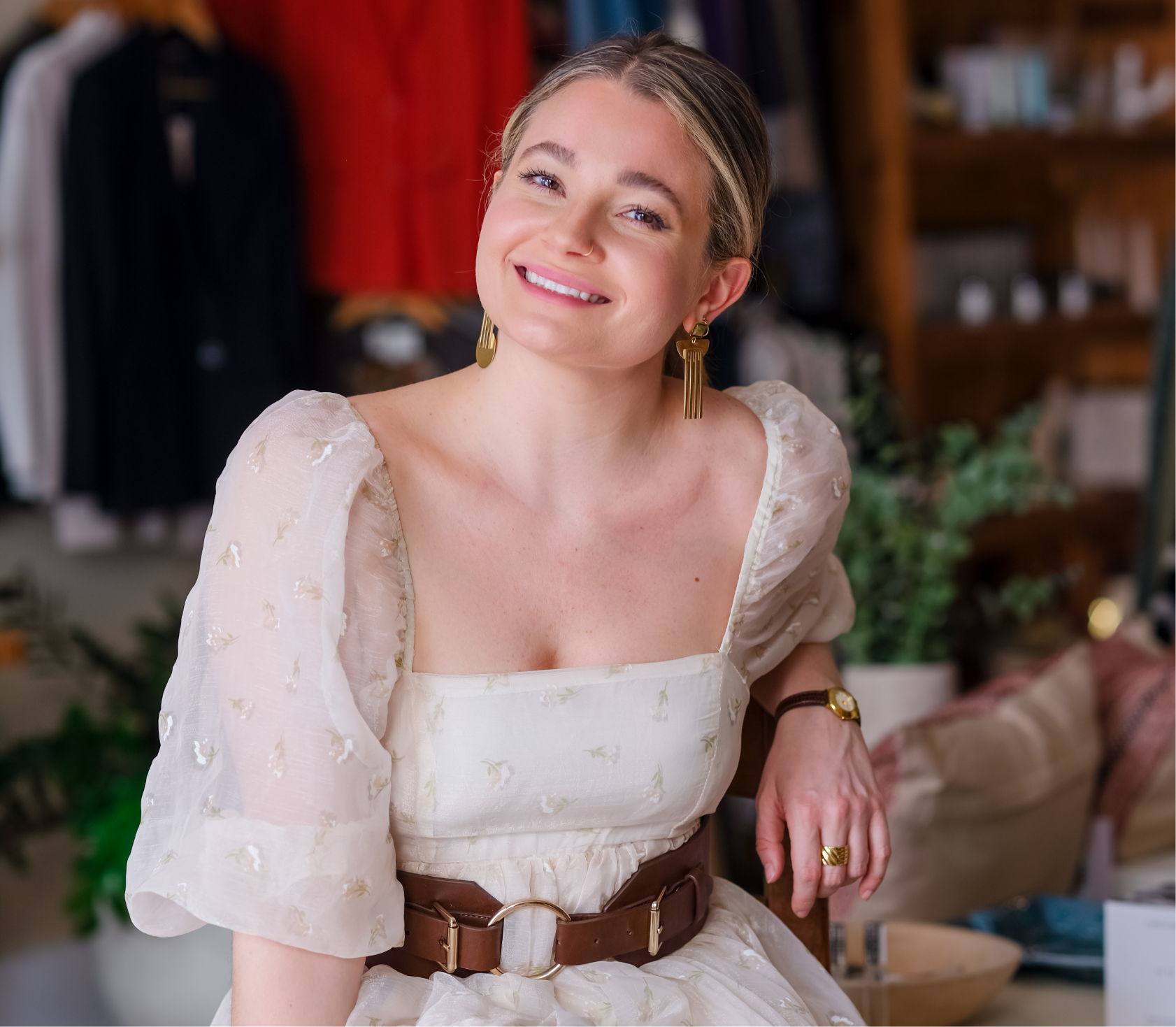 Petals And Jackets Vintage & Modern Boutique Owner, Leah Ziegler, at her Chicago store front