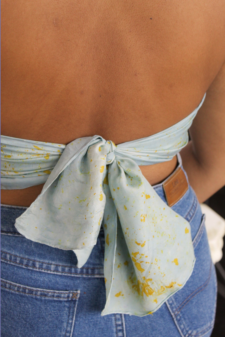 Laila Textile Blue Silk Scarf