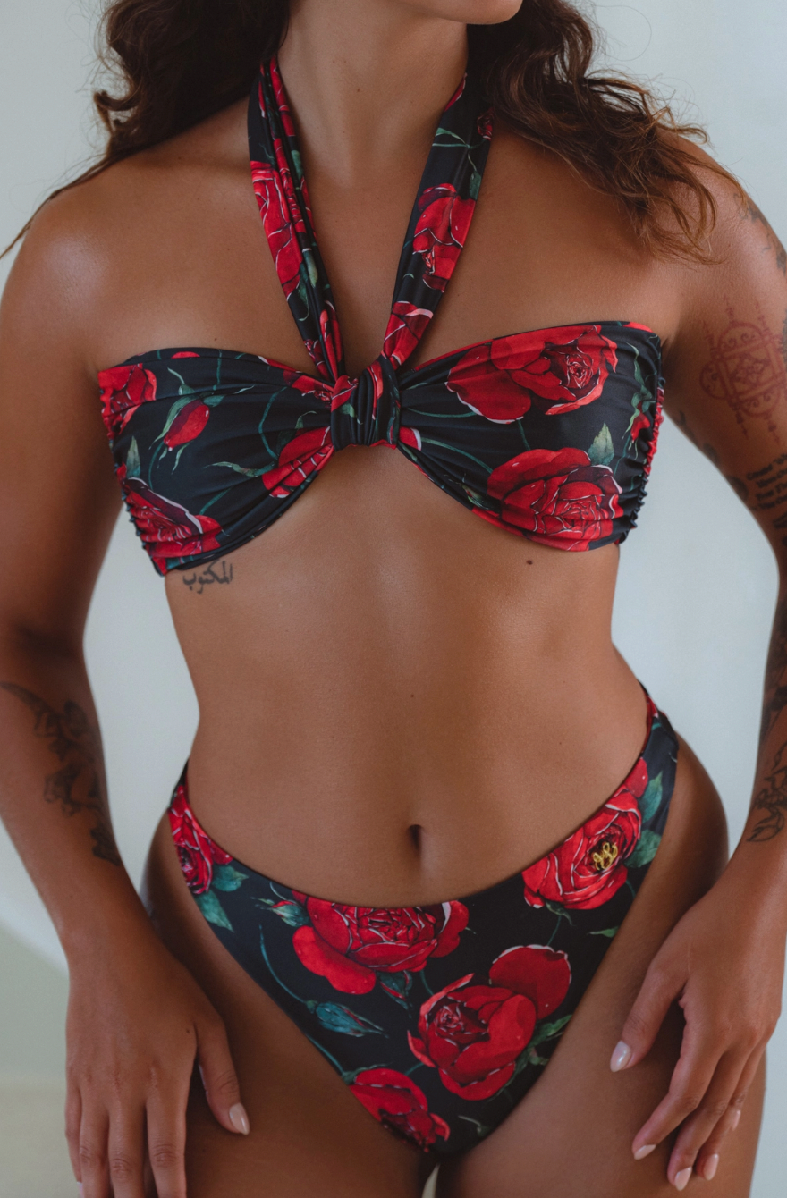 Palmeria Multi-Way Bandeau Bikini Top - Roses