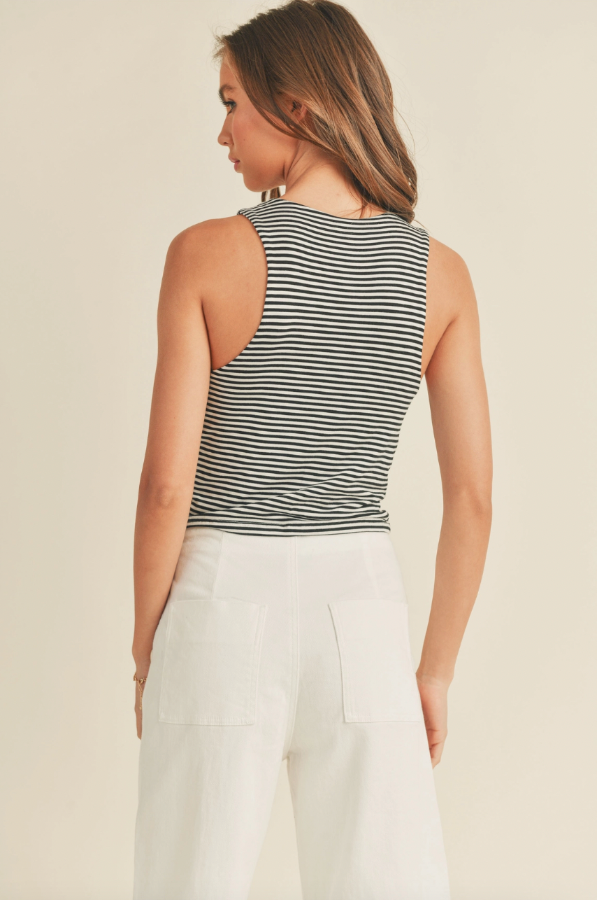 Simple in Stripes High Neck Tank