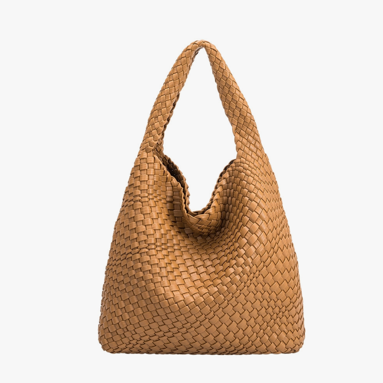 Johanna Large Recycled Vegan Shoulder Bag in Camel