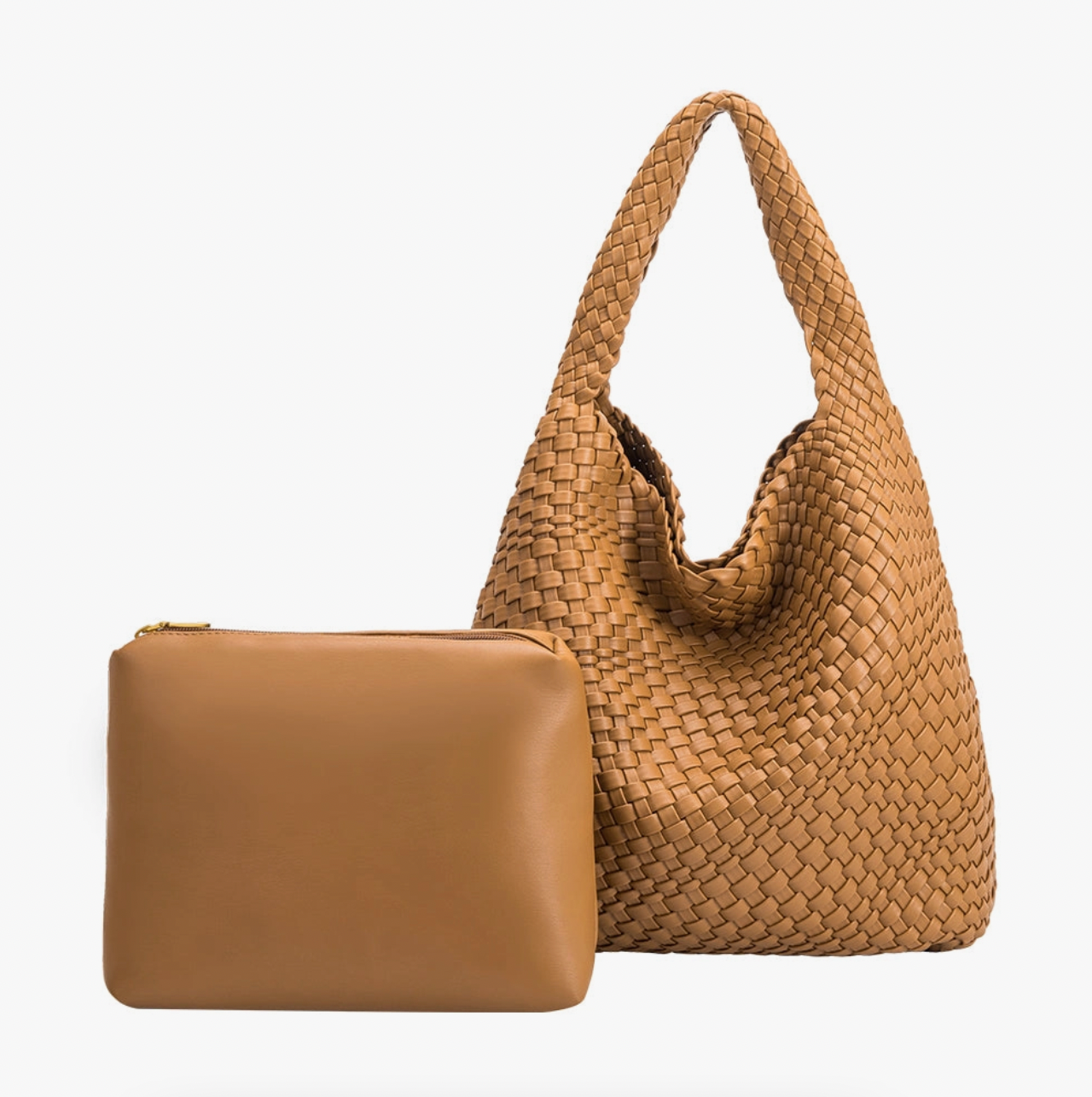 Johanna Large Recycled Vegan Shoulder Bag in Camel