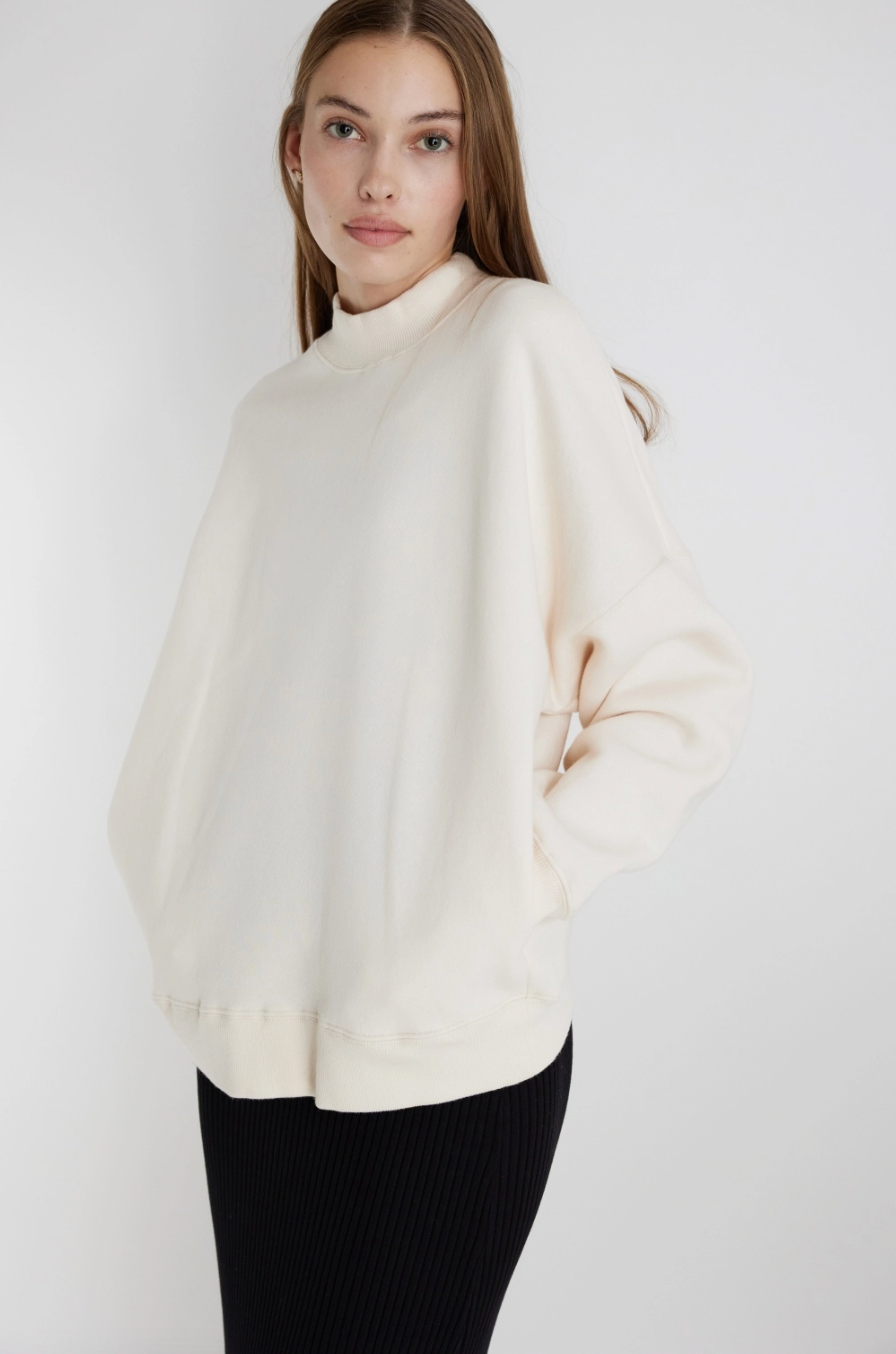 The Utility Crew Sweater in Cream