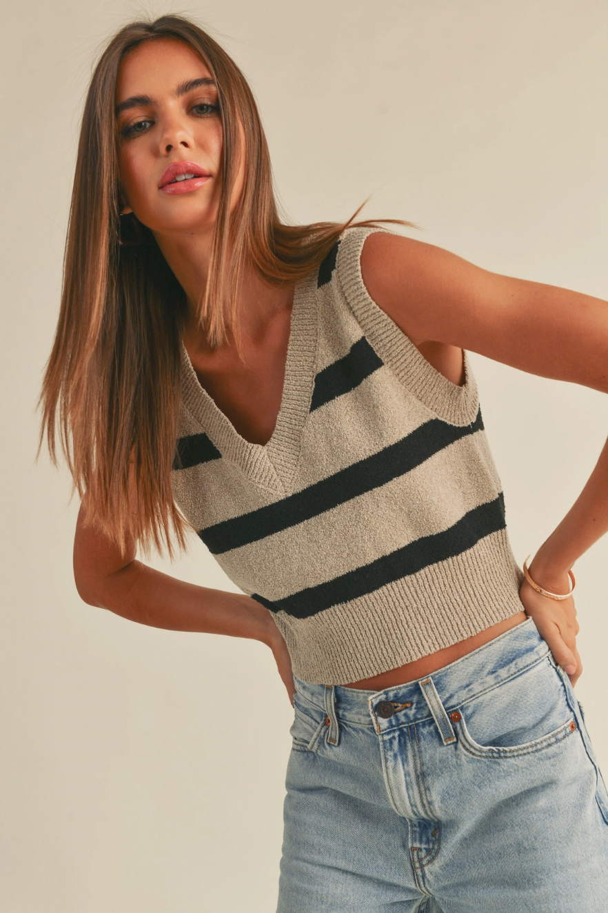 Back in Stock - The Everly Striped Knitted Vest