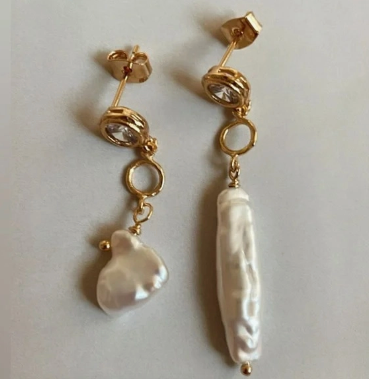 The Megane Asymmetrical Pearl Earrings