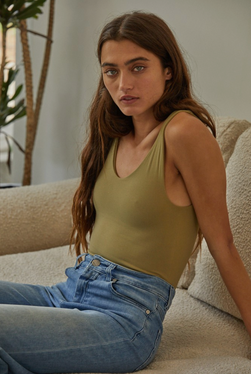 The Yours Truly Bodysuit in Olive