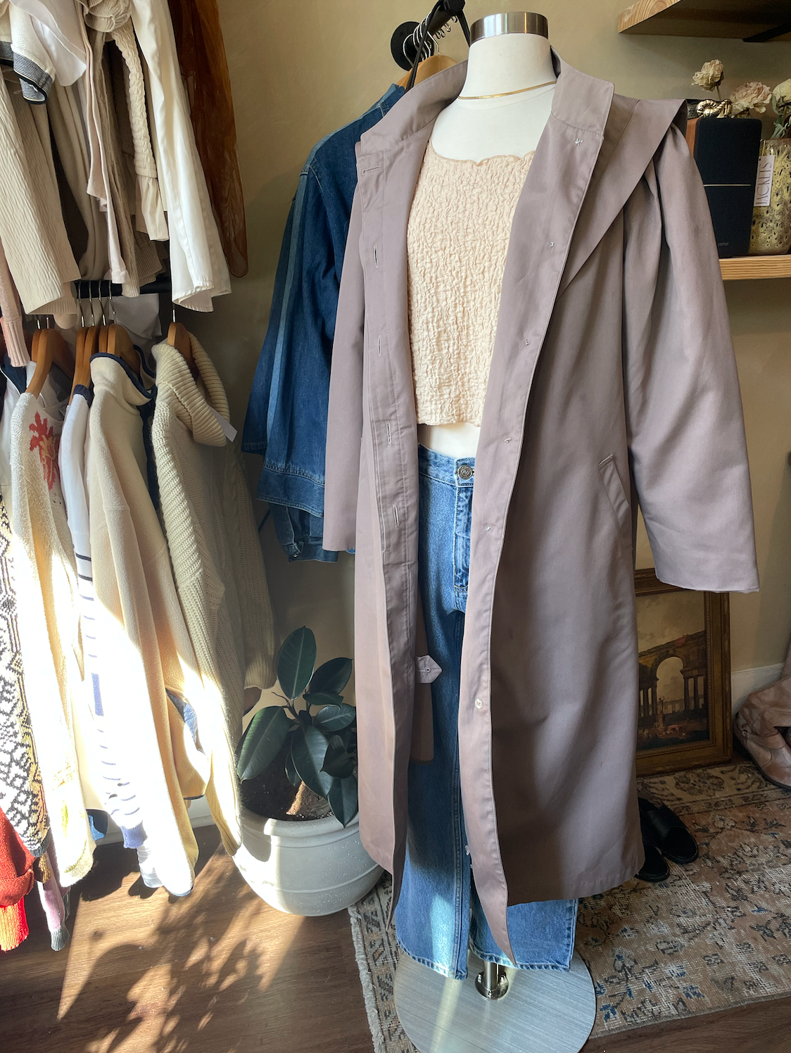 1990s Misty Harbor Heavy Raincoat in Mauve
