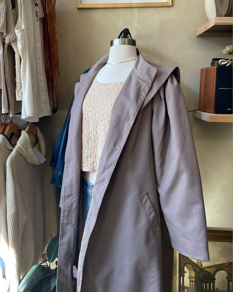 1990s Misty Harbor Heavy Raincoat in Mauve