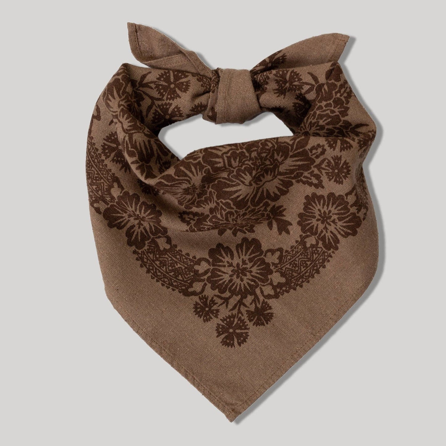Natural Dye Silk Bandana in Brazil Nut Brown