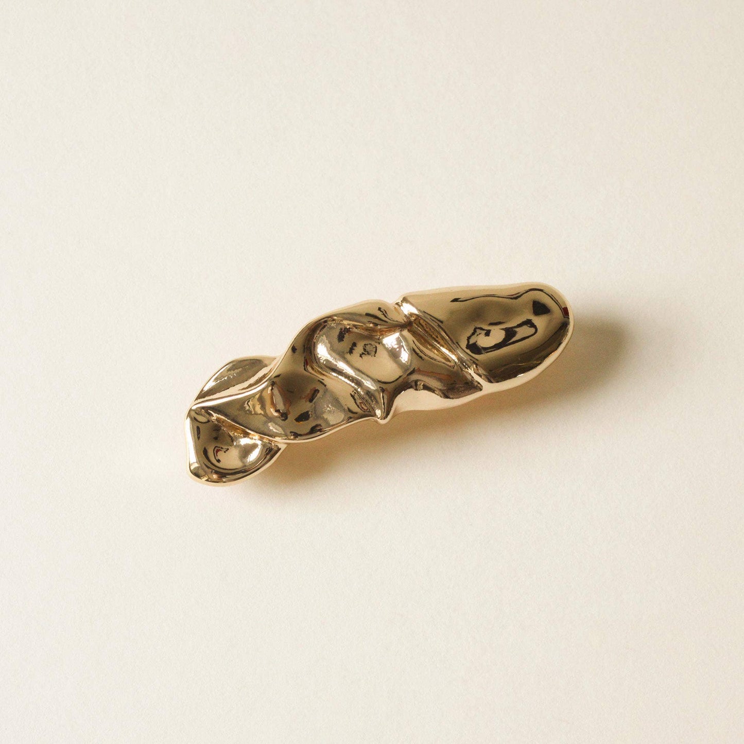 Textured Metal Barrette Hair Clip in Gold