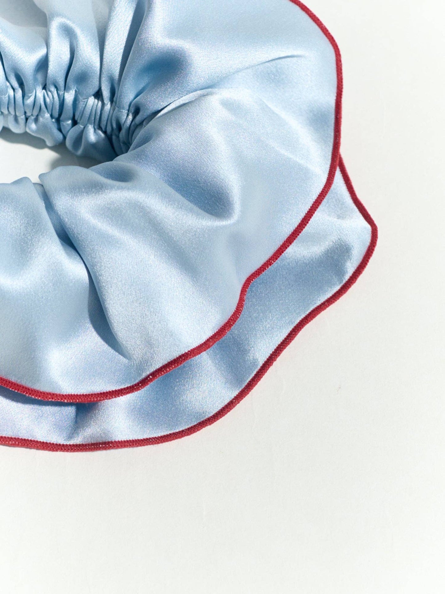 Double-Layer Oversized Silk Scrunchie in Pastel Blue