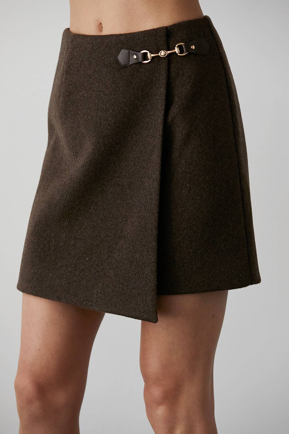 The Jamey Wool Blend Mini Wrap Skirt