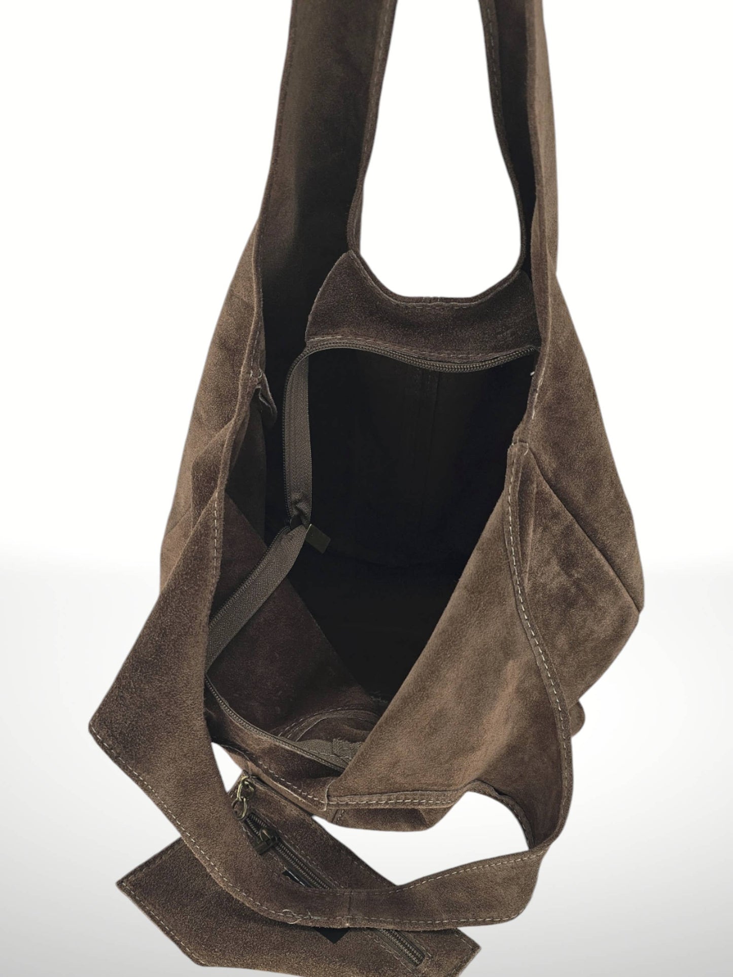 Giannina Suede Shoulder Bag in Taupe