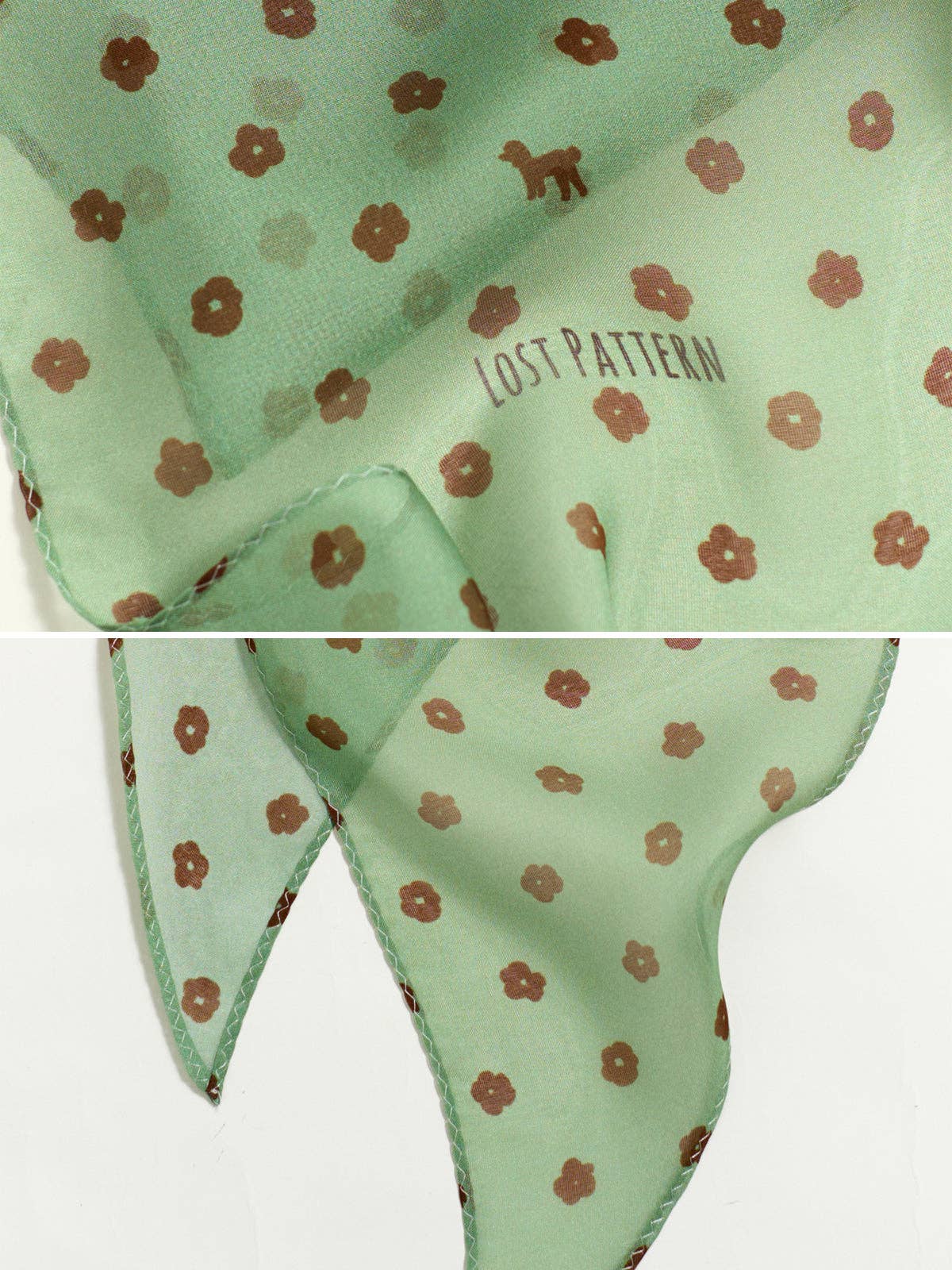 Petal Veil Silk Chiffon Neck Scarf in Matcha Green