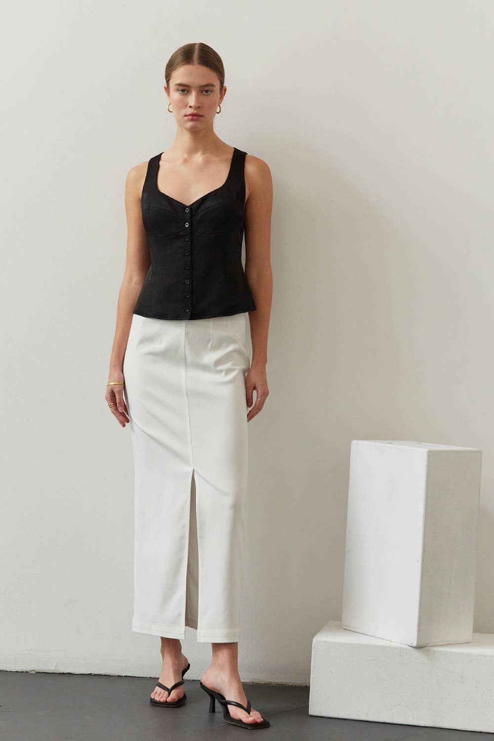 The Hannah Satin Button up Top