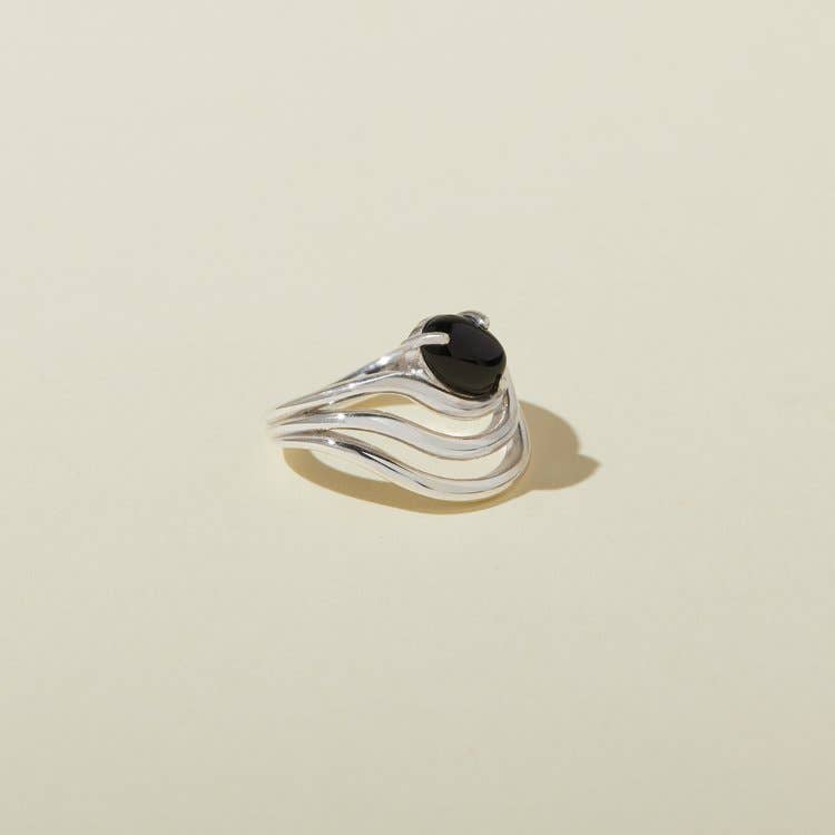 The Sway Ring in Sterling Silver & Onyx