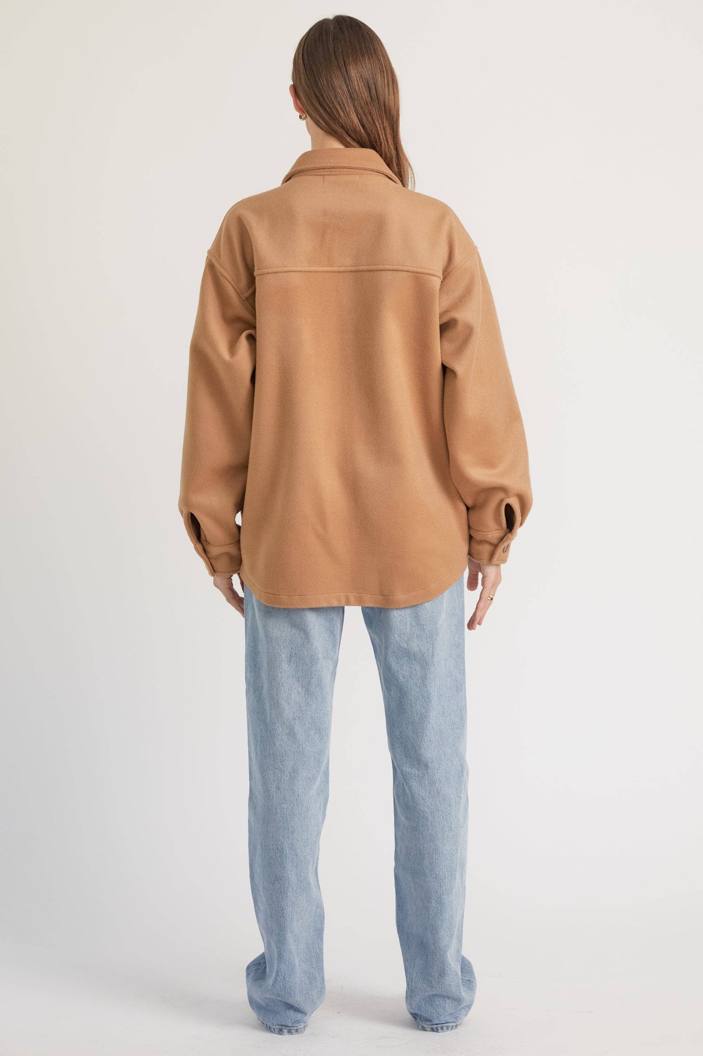 The Almina Wool Shirt Jacket in Light Camel