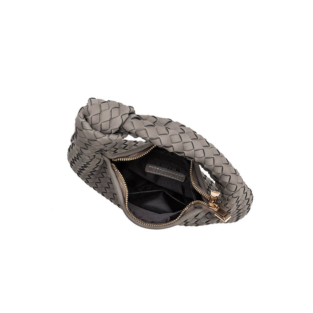 The Drew Vegan Leather Suede Bag in Storm