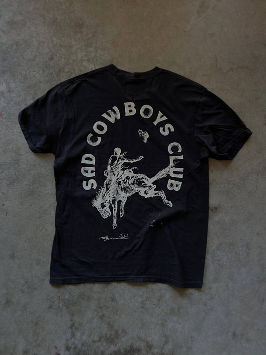 Back in Stock: Sad Cowboys Club Tee in Faded Black