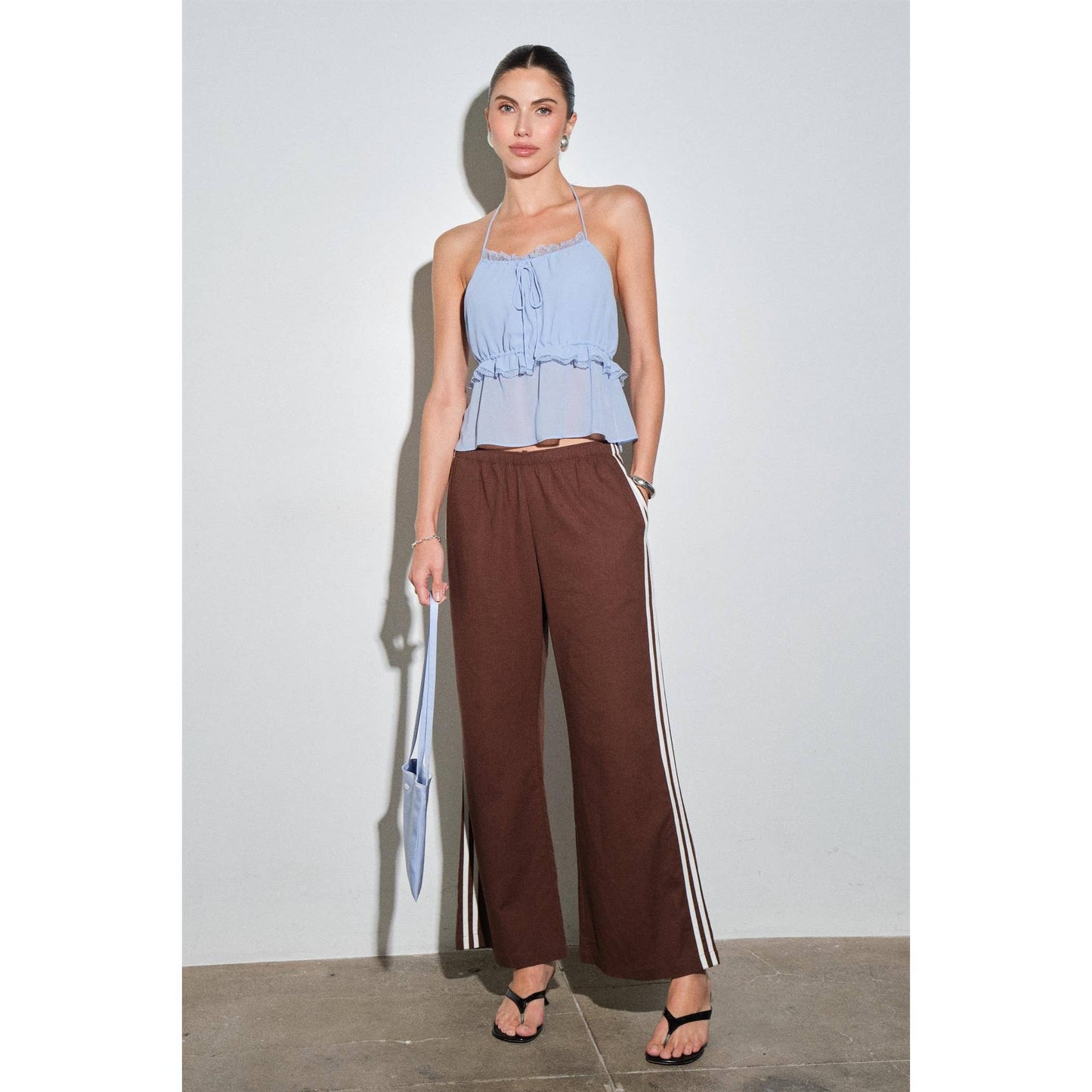 The Seren Chiffon Halter in Powder Blue