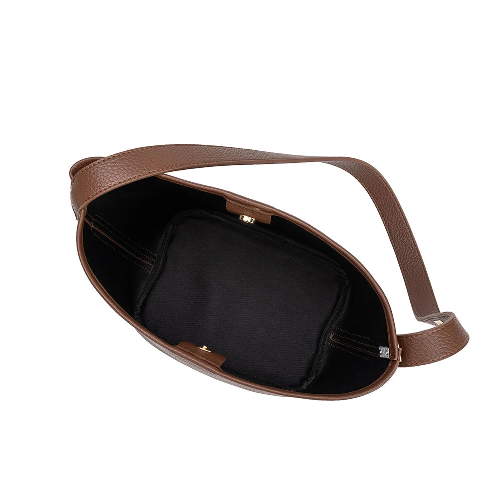 The Irina Recycled Vegan Shoulder Bag in Espresso