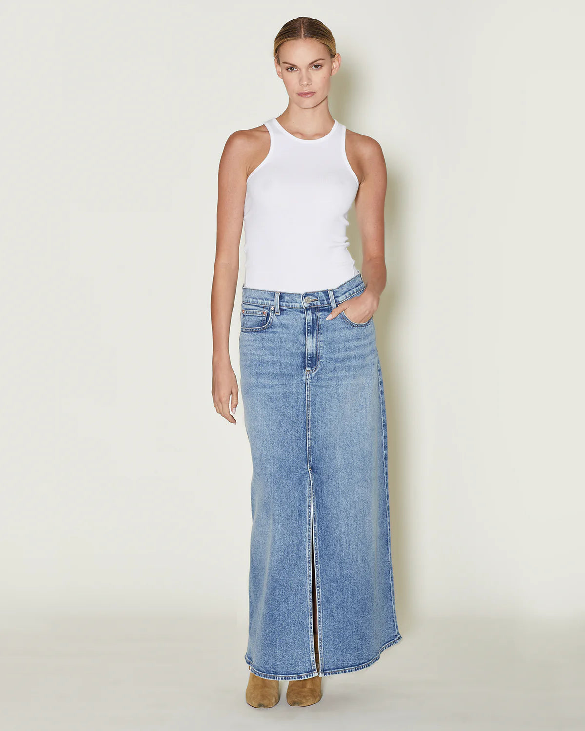 The Beach House Denim Maxi by LE JEAN