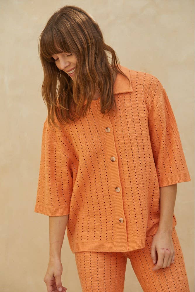 Walk With Me Crochet Top in Salmon