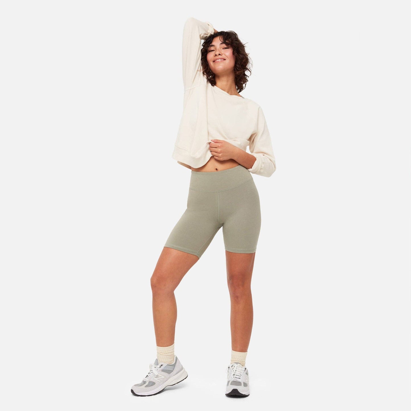 Organic Stretch Biker Short in Sage