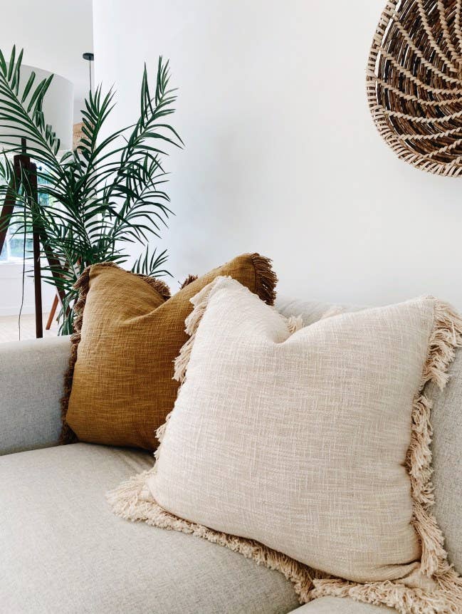 Fringe Pillow Cover in Bone