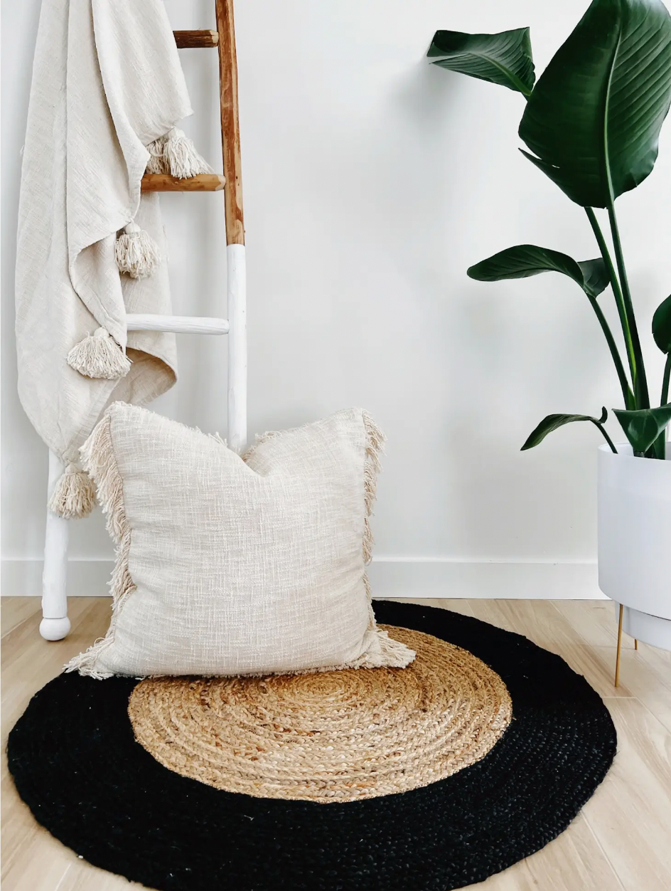 Fringe Pillow Cover in Bone