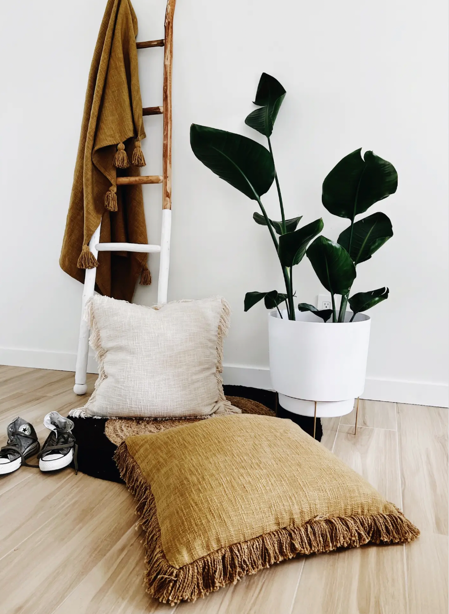 Fringe Pillow Cover in Bone