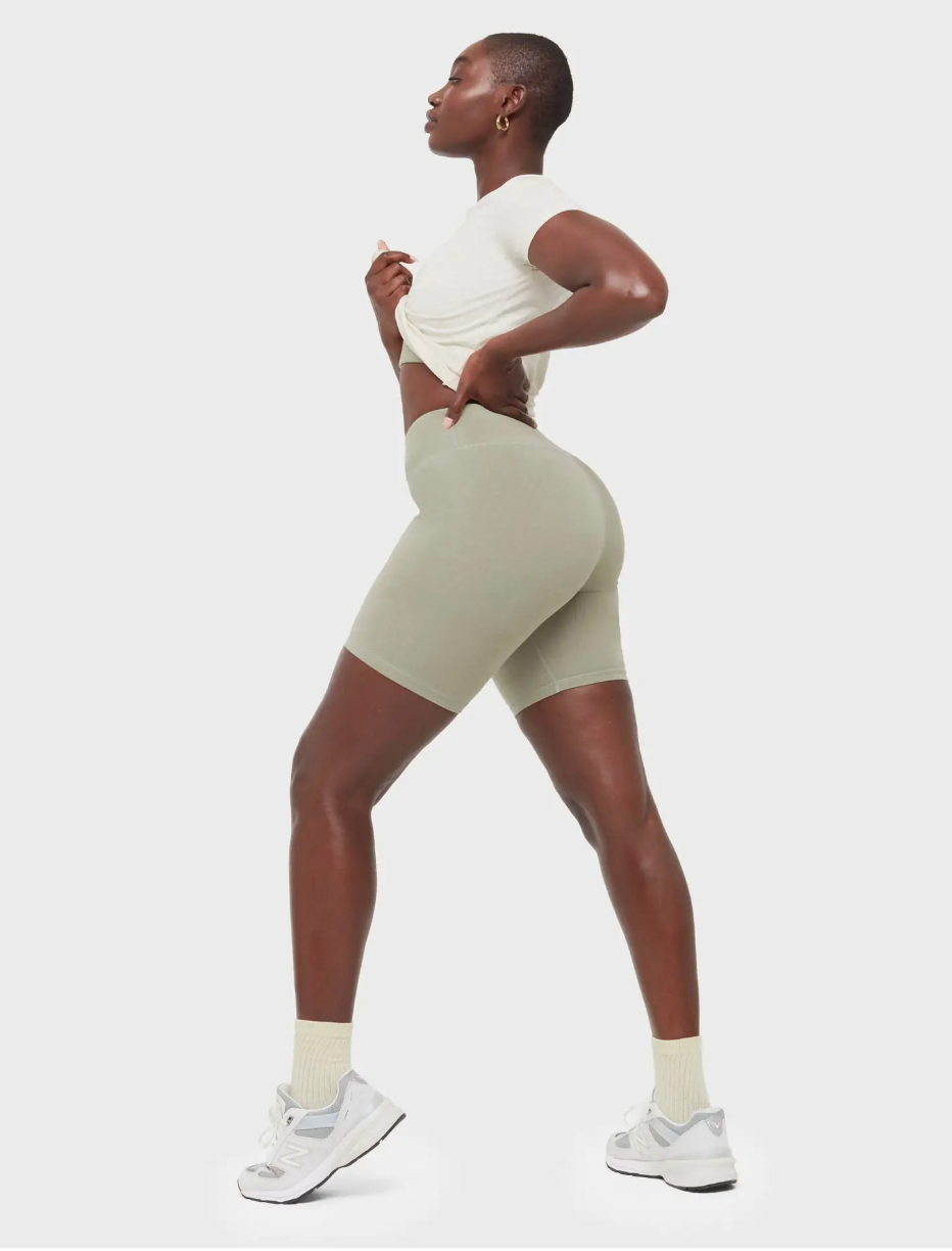 Organic Stretch Biker Short in Sage