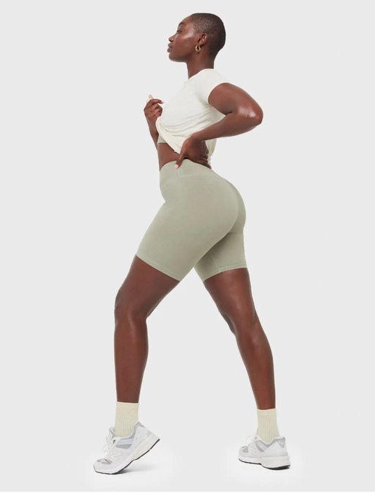 Organic Stretch Biker Short in Sage