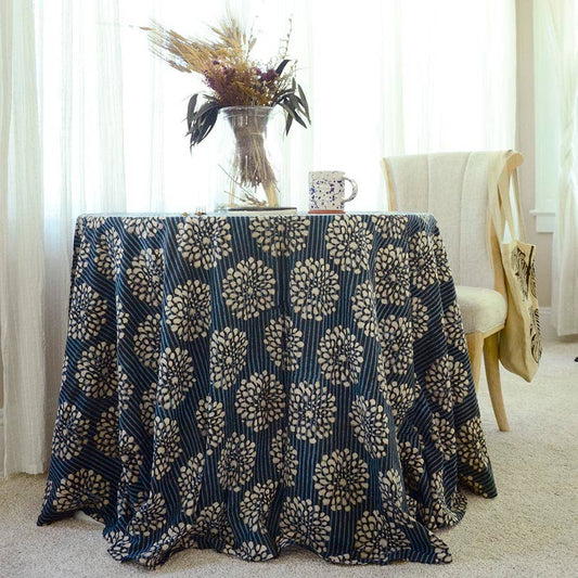 Sana Round Cotton Block Printed Tablecloth