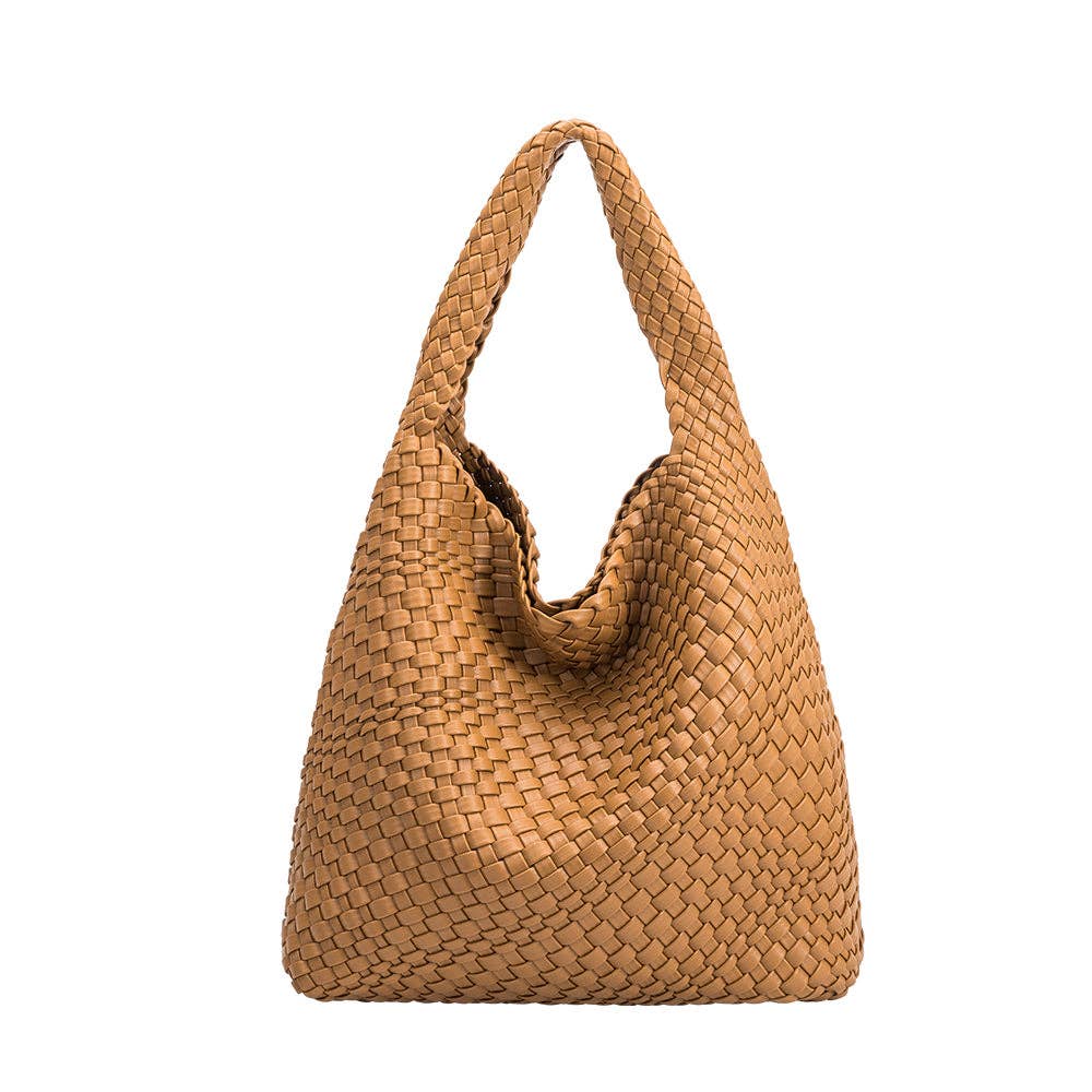 Johanna Large Recycled Vegan Shoulder Bag in Camel