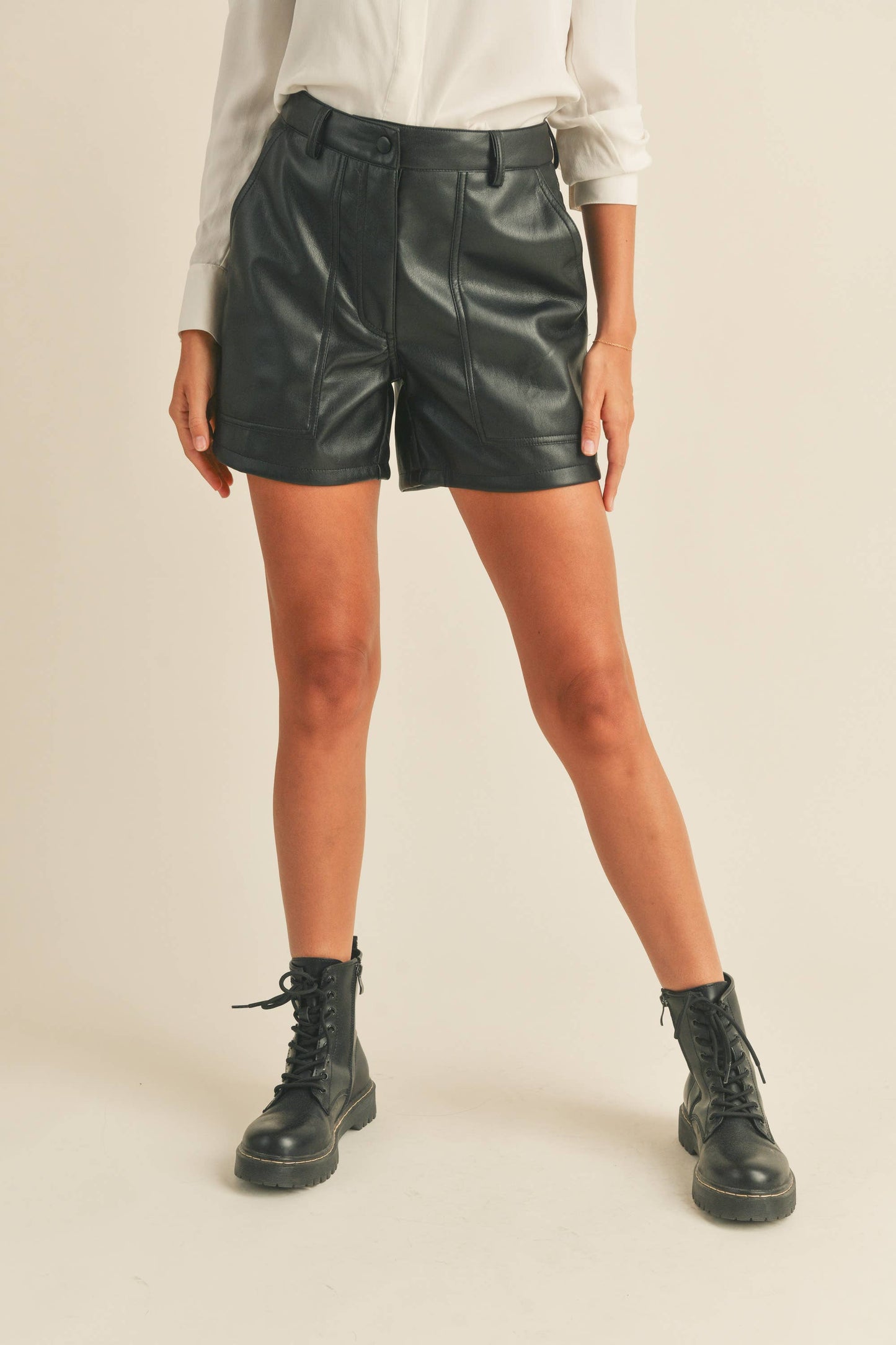 The Serena Faux Leather Shorts